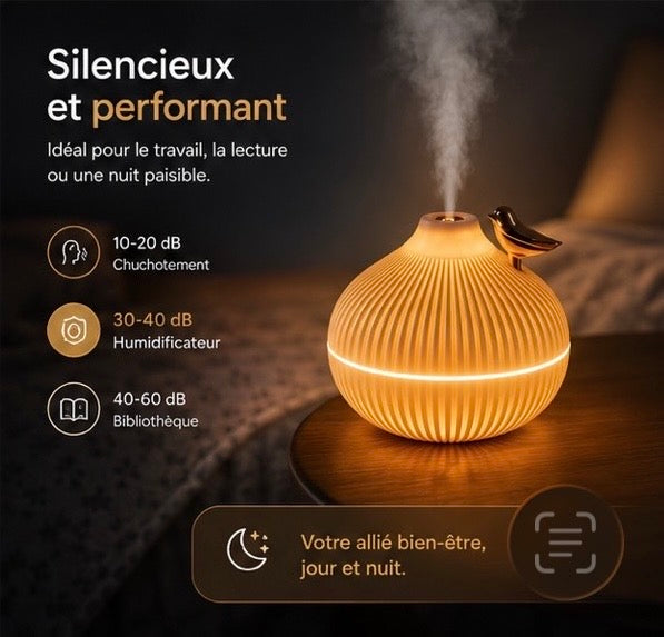 Humidificateur Diffuseur d’Ambiance Oiseau – Brume & Lumière LED