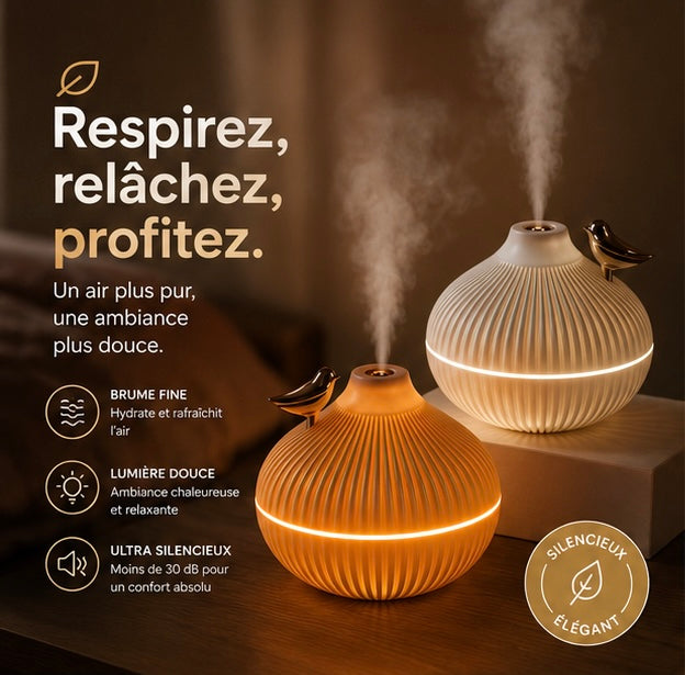 Humidificateur Diffuseur d’Ambiance Oiseau – Brume & Lumière LED